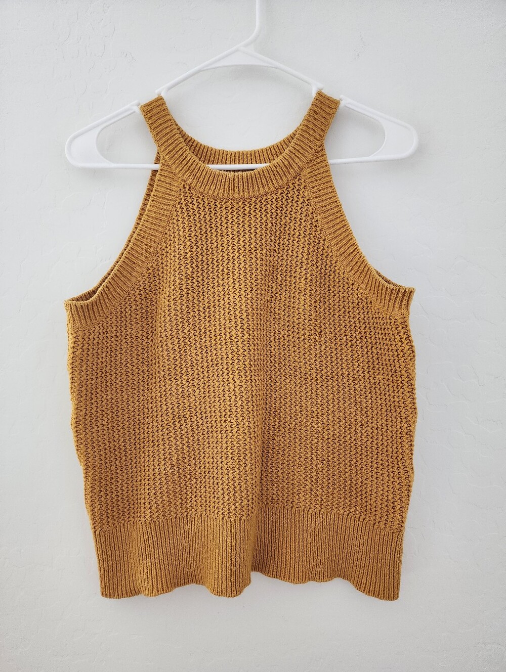 Madewell Mustard Knit Halter Tank, 100% Cotton, S